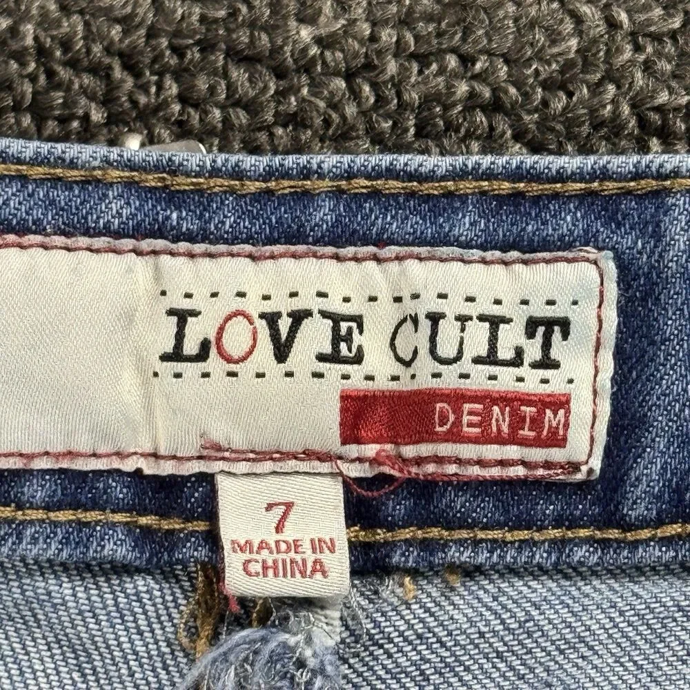 Love Cult Baggy High Rise Jorts Size 7 Y2K Wide Leg Denim Shorts Skater Punk